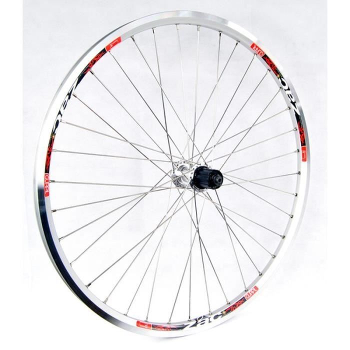 Roue arrière pour VTT - Gurpil - ZAC cassette aluminium 7 vitesses - argenté - 26 pouces