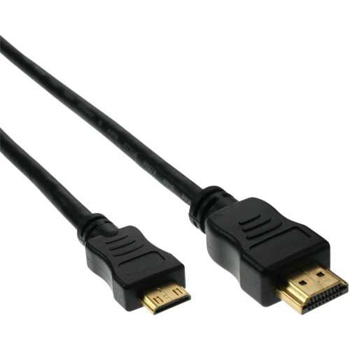 INLINE - HDMI Mini Câble, contacts dorés, noir, 1m