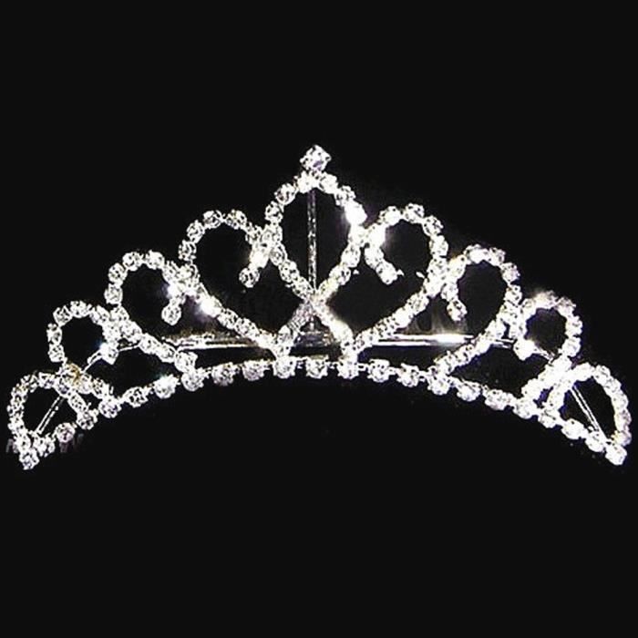 Diadème Princesse Strass - Couronne Avec Peigne - Argent - Mariage Et Fêtes