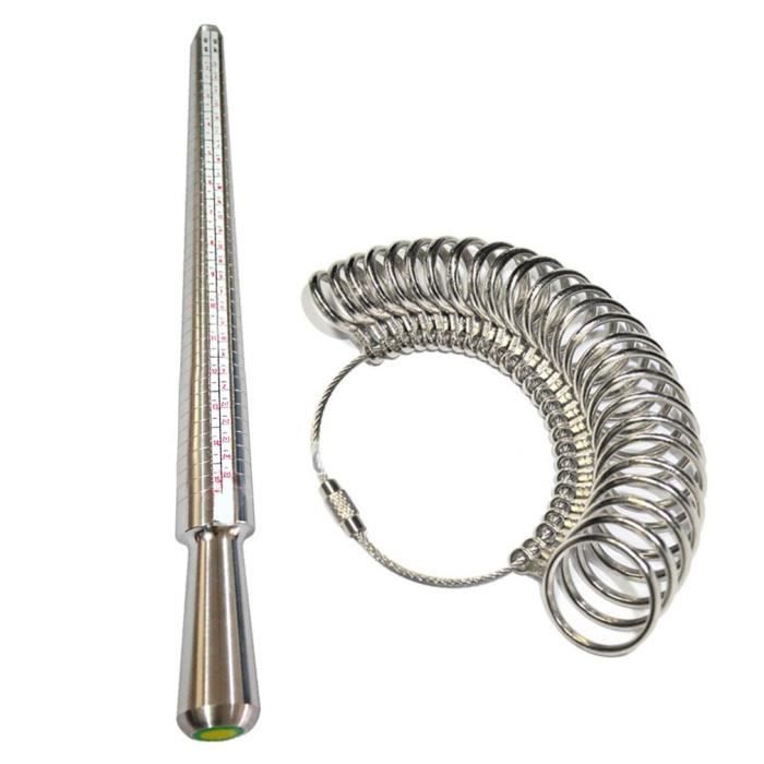 Argent Baguier Mesure de Taille Anneau en Aluminium Outil Mandrin B/âton de Jauge