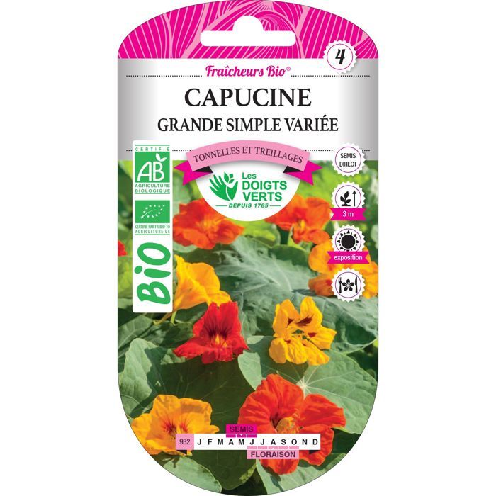 Meilleurs prix pour Mélange de graines - LES DOIGTS VERTS - Graines capucine grande variée BIO