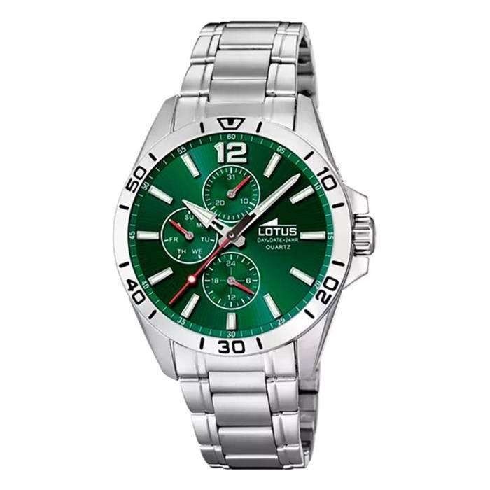 Montre - Lotus - Cadran vert - Bracelet acier inoxydable - 42 mm - Homme