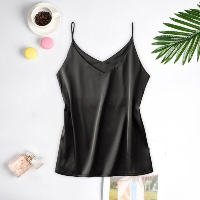 Caraco Femme En Coton Avec Soutien-gorge Intégré Et Cadre - Noir - Pour Sport, Soirée, été - Taille Réglable - 6