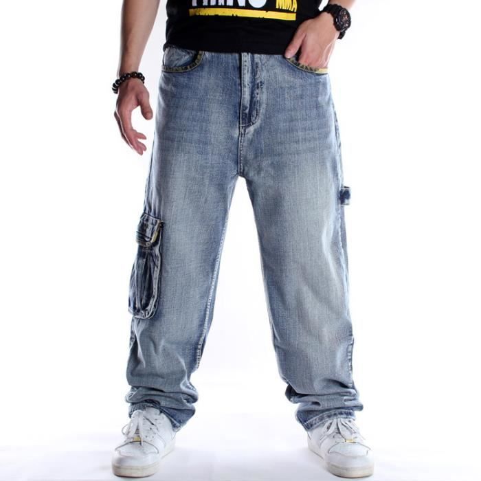 Jeans Hip Hop Baggy pour hommes pantalon de skateboard décontracté