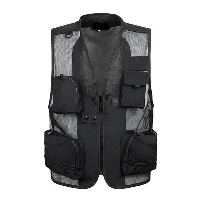 Gilet De Pêche Big Pockets – Homme XL – Beige – Nylon – Fabriqué Aux États-Unis