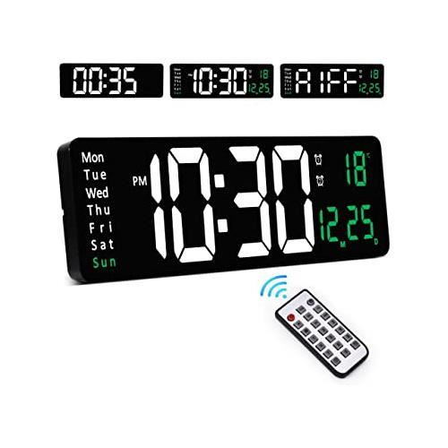 Horloge digital,Horloge Murale Numérique Grand LED Pour Bureau Salon  Cuisine Avec Calendar et Température, 38.5*13*3.2cm - Cdiscount Maison