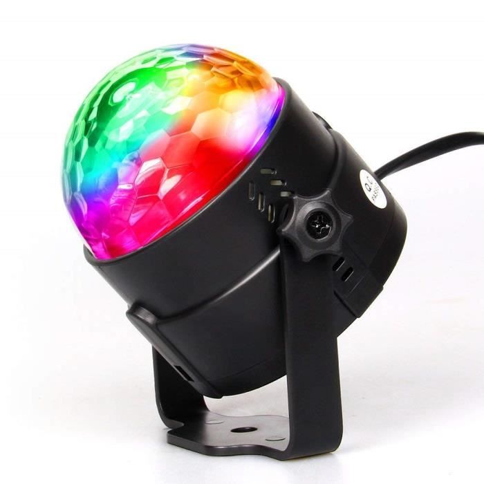 Eclairage de Scène Lumière Lampe Soirée Mini Projecteur Scene Spot Ampoule RGB RVB Boule Cristal à Commande Sonore  Ambiance  DJ KT