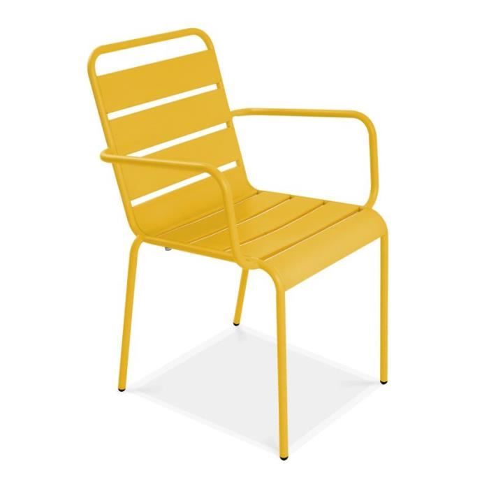 fauteuil de jardin - 55 x 55 x 83 cm - acier - palavas- jaune