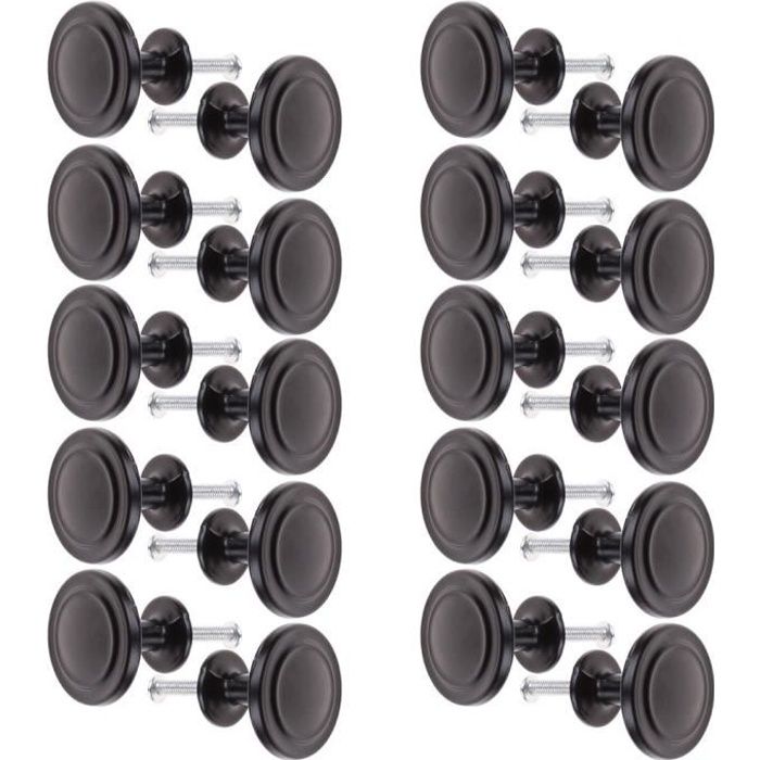 Lot De Boutons De Porte Poignees De Meuble Pour Placard Armoire Cuisine Chambre D Enfant Noir O30mm Cdiscount Bricolage