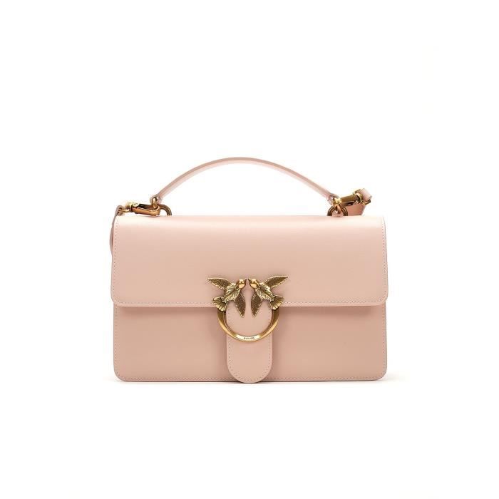 SAC ?? MAIN PINKO, CUIR 100%, couleur ROSE, Mesures 27x17x8cm, Poign?�e 6cm, Bandouli?�re 57cm 