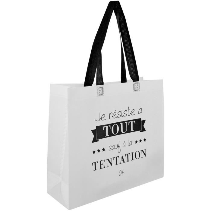 Sac Pour Course Shopping Cabas Citation Je Resiste A La Tentation Blanc Blanc Achat Vente Sac Shopping Cdiscount