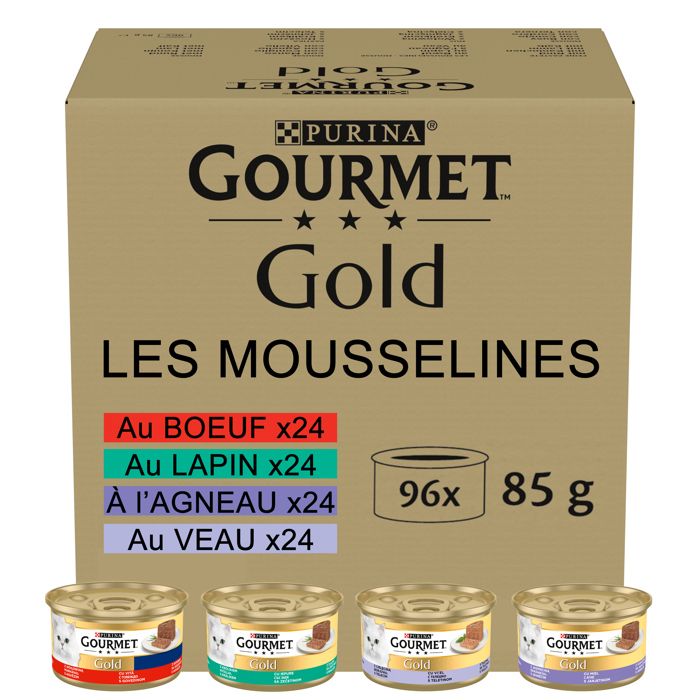 GOURMET GOLD Les Mousselines - 96 x 85 g - Boîtes pour chat adulte