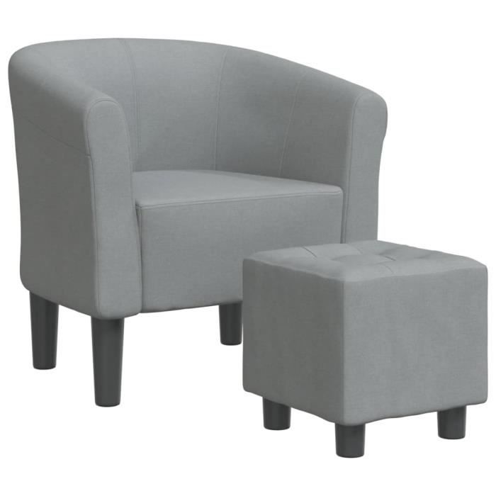 Fauteuil cabriolet - QIILU - HAJ7551573126923 - Gris clair - Tissu 100% polyester - Avec repose-pied