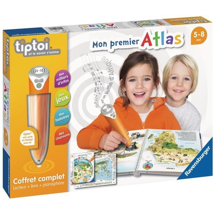 Ravensburger - Coffret Complet tiptoi Lecteur interactif + Livre en français Mon premier Atlas - A p
