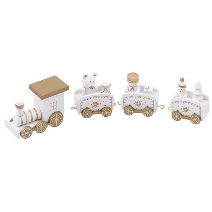 Blanc Drole Petit Train En Bois Enfants Jouets De Noel Creative Cadeaux Decorations De Table De Noel Cdiscount Maison