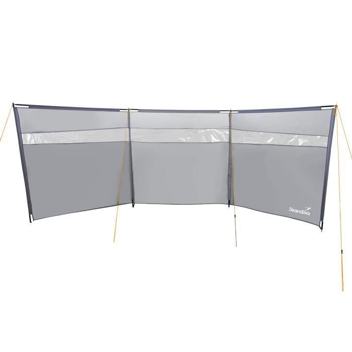 Paravent de camping 6 m – Brise-vue avec mâts Skandika Bora – clôture mobile – 6 x 1,4 m - Gris
