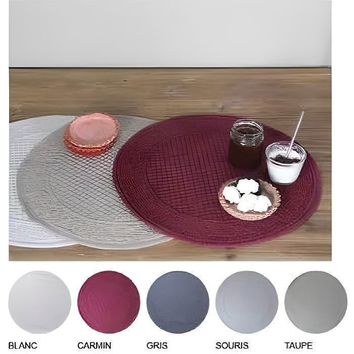 Set de table rond MIRABELLE - Couleur - ROUGE, Taille - 40 - Cdiscount ...