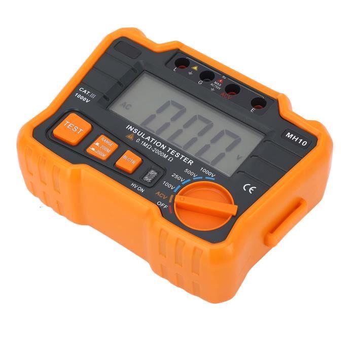 Mégohmmètre Numérique BM500A - Testeur De Résistance D'isolation 1000V - Portable, écran LCD - Pour Moteurs, Câbles, électricité