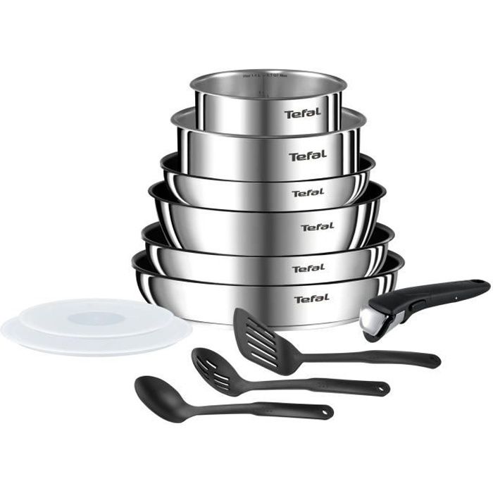 TEFAL L948SC04 Batterie de cuisine 12 pièces INGENIO EMOTION - Tous feux  dont induction - Inox - Cdiscount Maison