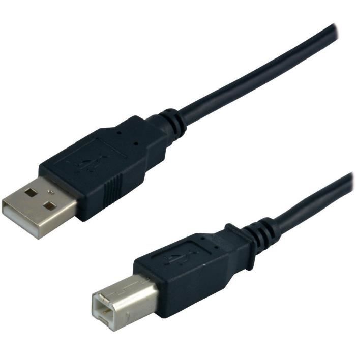Câble USB 2.0 type A / B Mâle - 5 m - Noir - MCL