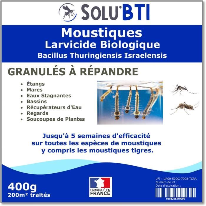 Granulés larvicides anti-moustiques, SOLU'BTI - Sachet de 400g