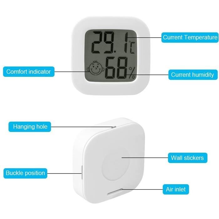4 Thermomètres-hygromètres Solaires D'intérieur - Alimentés Uniquement Par La Lumière, Sans Piles, Affichage Grand Format