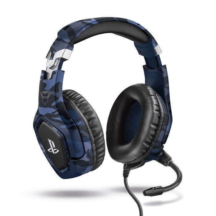 Trust Gaming Casque Gamer PS4 et PS5 avec Licence Officielle pour Playstation GXT 488 Forze-B Microphone Flexible Repliable - Bleu