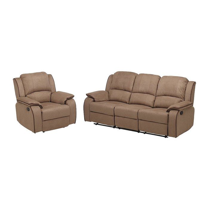 Canapé 3 places et un fauteuil relax en microfibre HERNANI - Taupe