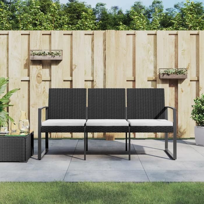 vidaXL Banc jardin 3 places avec coussins - vue 2