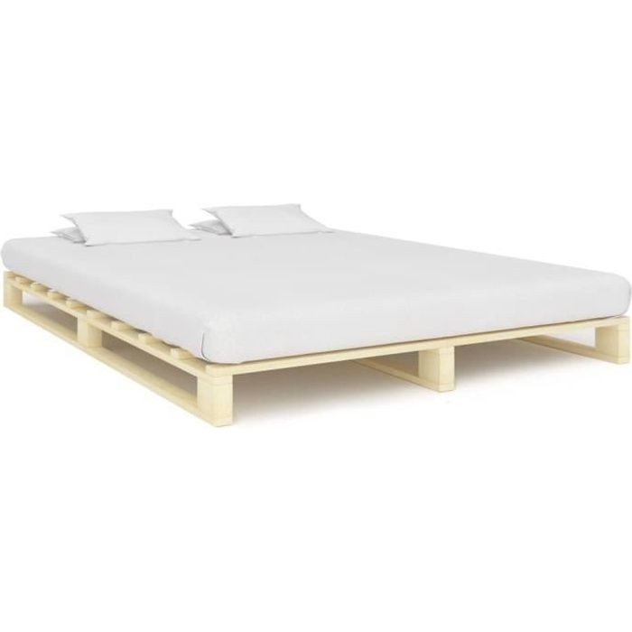 Vidaxl Cadre De Lit De Palette Bois De Pin Massif 140 X 200 Cm Achat Vente Structure De Lit Vidaxl Cadre De Lit De Cdiscount