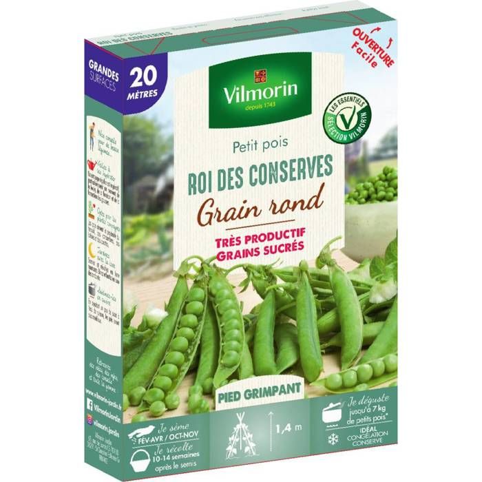 Comparer les prix de Sachet graines Pois ROI DES CONSERVES  20 mètres - Pisum sativum-