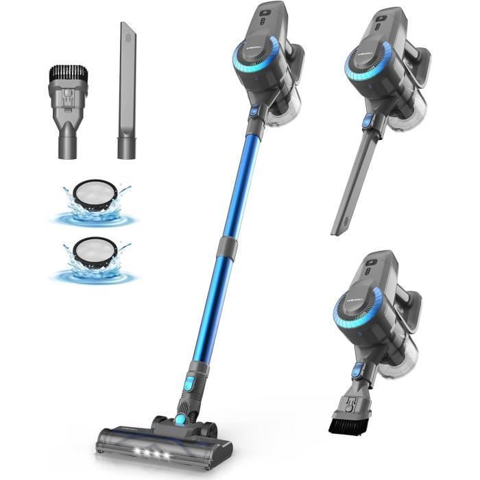 Aspirateur Balai sans fil YISORA N300 Bleu 20Kpa 40 Mins dAutonomie 6-en-1 Aspirateur Léger