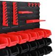 Deuba Etagère murale avec bacs à bec Etagère d'atelier Armoire à outils 43 boîtes noir rouge 10,5cmx7,5cmx16,5cm-1
