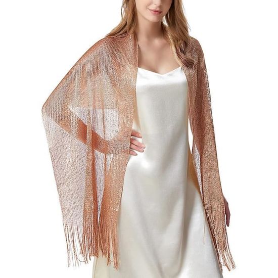 Châle Mariage Doré Ou Argent - Écharpe Élégante Pour Soirée, Cérémonie & Événements - 200x50cm