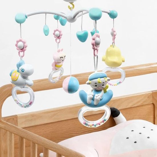 Mobile bébé pour lit de bébé, Aolkee Mobile musical pour lit bébé rotatif à  360 ° avec lumières, hochets rotatifs suspendus, boîte à musique