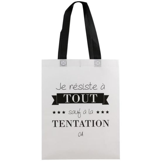 Sac Pour Course Shopping Cabas Citation Je Resiste A La Tentation Blanc Blanc Achat Vente Sac Shopping Cdiscount