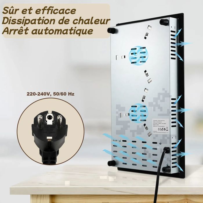 Plaque Vitrocéramique Encastrable 5 Feux 77cm - 8500W, 9 Niveaux, Zones Triple Et Ovale
