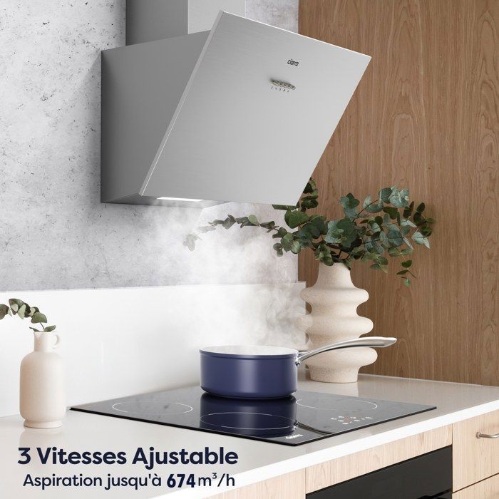 Hotte Aspirante Murale Gasland Chef AR60SP - 60 Cm, 350 M³/h, 3 Vitesses - Filtre Aluminium 3 Couches - Inox