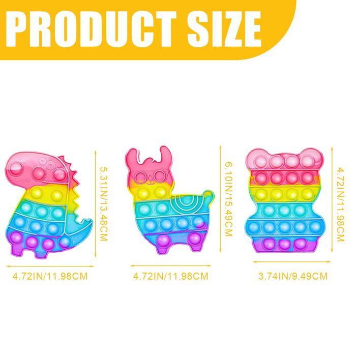 Lot De 2 Pop It Carré Anti-Stress – Jouet Sensoriel En Silicone Pour Enfants Et Adultes – Grand Format Arc-en-Ciel