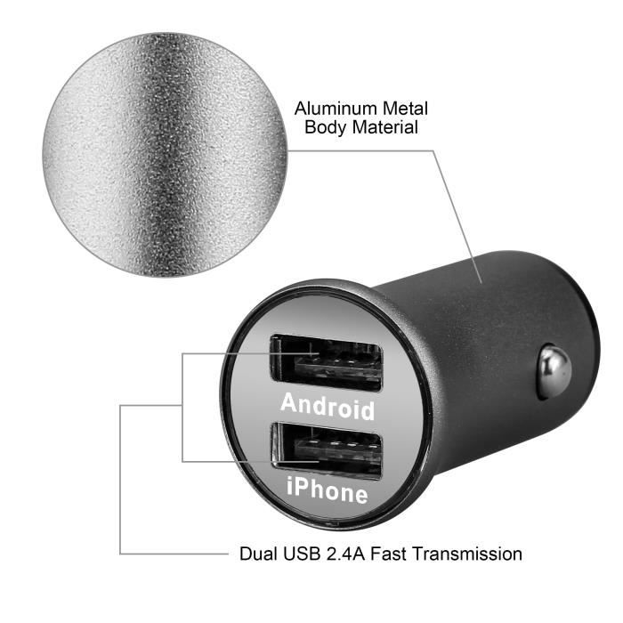 Goobay Chargeur rapide USB 2.4A sur prise allume-cigare (noir) pas