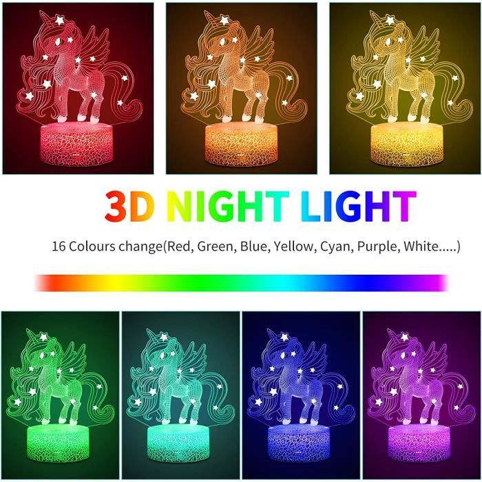 Veilleuse Licorne 3D Pour Enfants, Fille Lampe Led Usb Veilleuse
