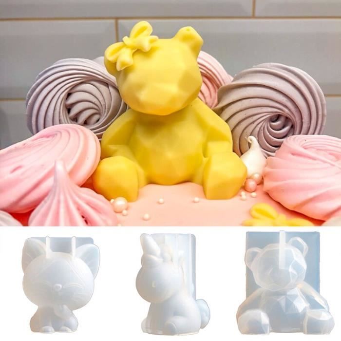 Rabbit A)Moule 3D en Silicone, géométrie stéréo ours Jungle animaux moules  en Silicone ornement moule gâteau décoration noël moule - Cdiscount Maison