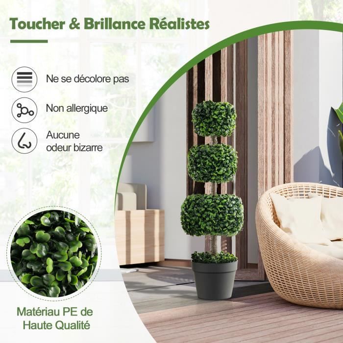 2 Arbres Topiaires Eucalyptus Artificiels 75 Cm - Anti-UV, Extérieur/intérieur - Avec Piquets, Réalistes Et Sans Entretien