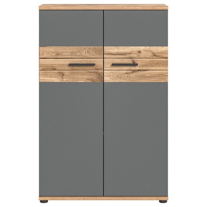 Armoire Basse Rangement Armoire Basse MMT 73cm - 2 Portes Avec Serrure - 2 étagères - Hêtre - Pour Bureau Et Maison Armoire Basse 73cm