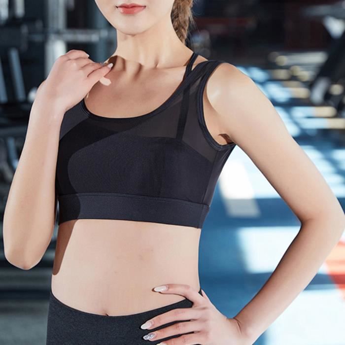 Femme Soutien gorge de Sport Beau Dos Plus La Taille Brassiere Sans Armature Elasticite Push Up Yoga Bra Respirant Noir Noir Cdiscount Sport