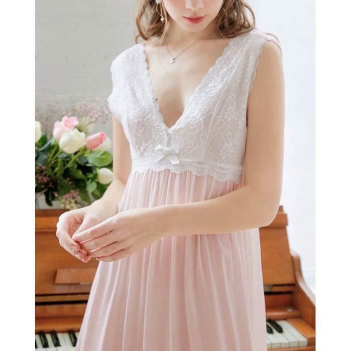 Chemise de nuit longue dentelle blanche hotsell
