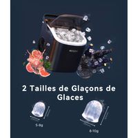 Todeco Machine à Glaçons 2,2L - 12kg/24h, 9 Glaçons En 6-10 Min, Autonettoyante Avec Couvercle Transparent