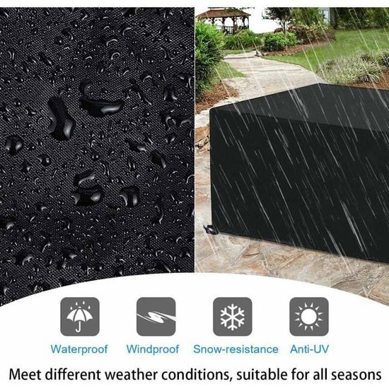 Housse De Protection Table Jardin 160x100x65cm Noire - Bâche Étanche Oxford Anti-UV