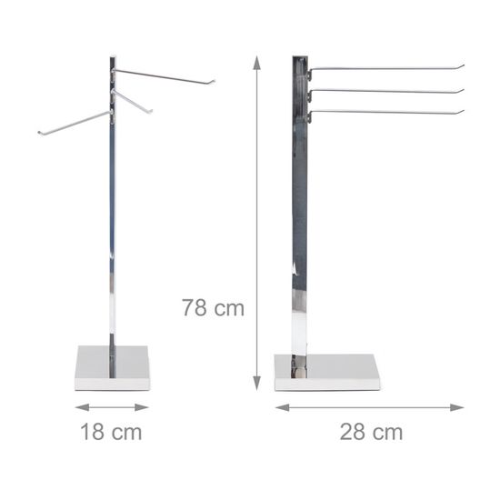 Porte-Serviettes Sur Pieds GRAO Relaxdays – Anthracite & Chromé, 2 Bras U, Design Moderne 85 Cm