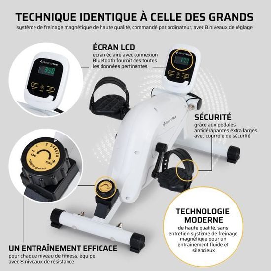 Vélo D'Appartement Bureau Sportplus Mini - 8 Niveaux Résistance Magnétique Avec Ordinateur
